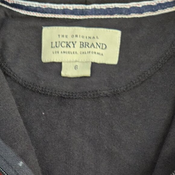 LUCKY BRAND Zip Up Hooded Sweatshirt  Sz: 6 Black - Unisex - Picture 5 of 7